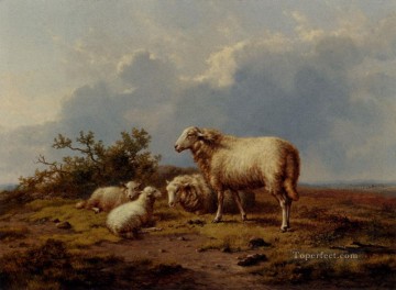 Eugene Joseph Verboeckhoven Painting - Sheep In The Meadow Eugene Verboeckhoven animal